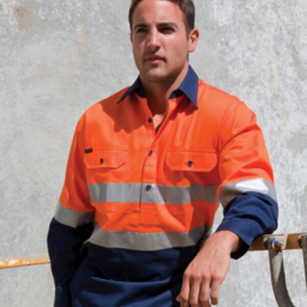 JB's Wear Hi Vis Taped L/S Cotton Mens Shirt Thumbnail