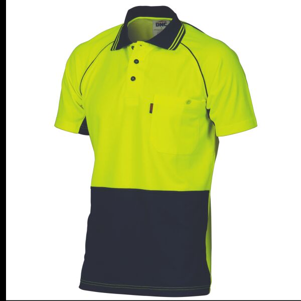 DNC Workwear Hi Vis Cotton Backed Cool-Breeze Contrast S/S Polo 3719 Thumbnail